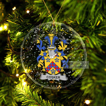 Tartan Vibes Clothing Cosker Irish Clan Christmas Glass Ornament with Coat of Arms