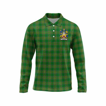 Cosker Irish Clan Tartan Long Sleeve Polo Shirt with Coat of Arms Unisex - Tartan Vibes Clothing