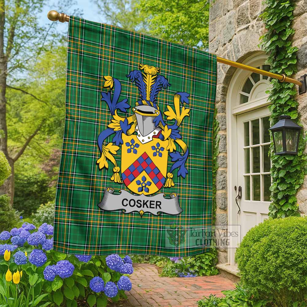 Cosker Irish Clan Tartan Flag with Coat of Arms