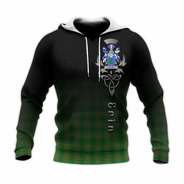 Tartan Vibes Clothing Cotter Irish Clan Knitted Hoodie with Coat of Arms Erin Go Bragh Celtic Inspired