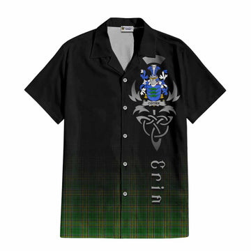 Tartan Vibes Clothing Cotter Irish Clan Short Sleeve Button Shirt with Coat of Arms Erin Go Bragh Celtic Inspired