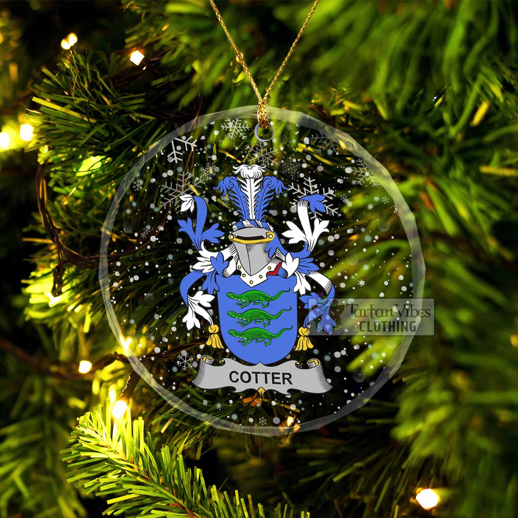 Cotter Irish Clan Christmas Glass Ornament with Coat of Arms Transparent Glass Circle - 2D-tartanvibesclothing