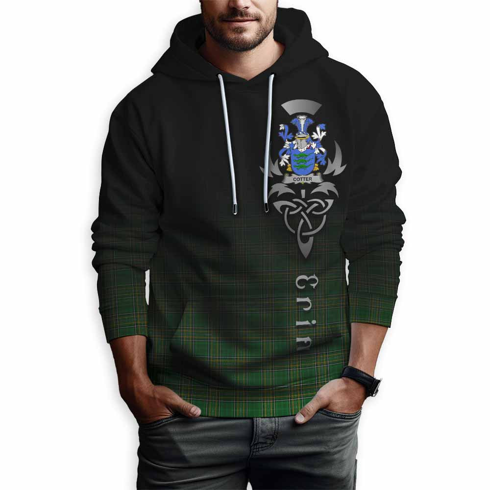 Tartan Vibes Clothing Cotter Irish Clan Hoodie with Coat of Arms Erin Go Bragh Celtic Inspired