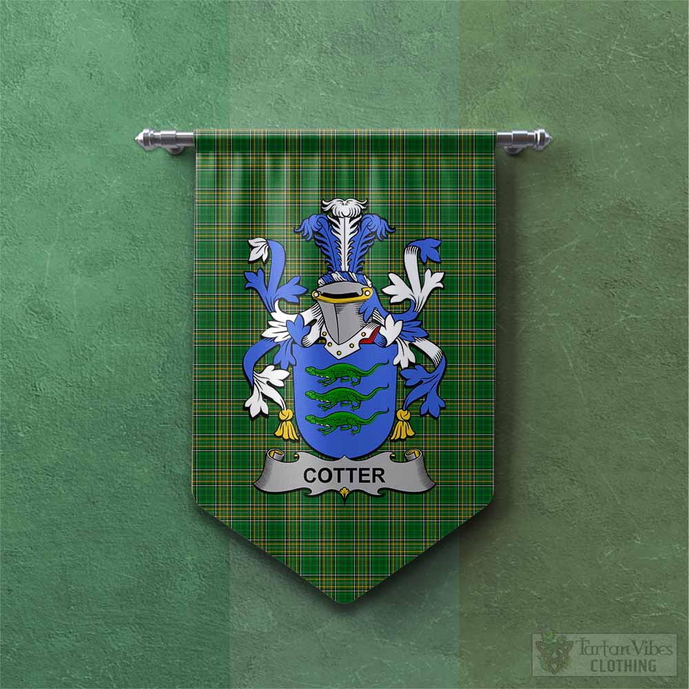 Cotter Irish Clan Tartan Gonfalon, Tartan Banner with Coat of Arms Chevron - Tartan Vibes Clothing