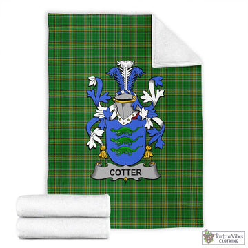 Tartan Vibes Clothing Cotter Irish Clan Tartan Blanket with Coat of Arms