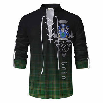 Tartan Vibes Clothing Cotter Irish Clan Ghillie Kilt Shirt with Coat of Arms Erin Go Bragh Celtic Inspired