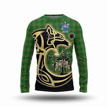 Cotter Irish Tartan Long Sleeve T-Shirt with Coat of Arms Celtic Wolf Style Unisex - Tartan Vibes Clothing
