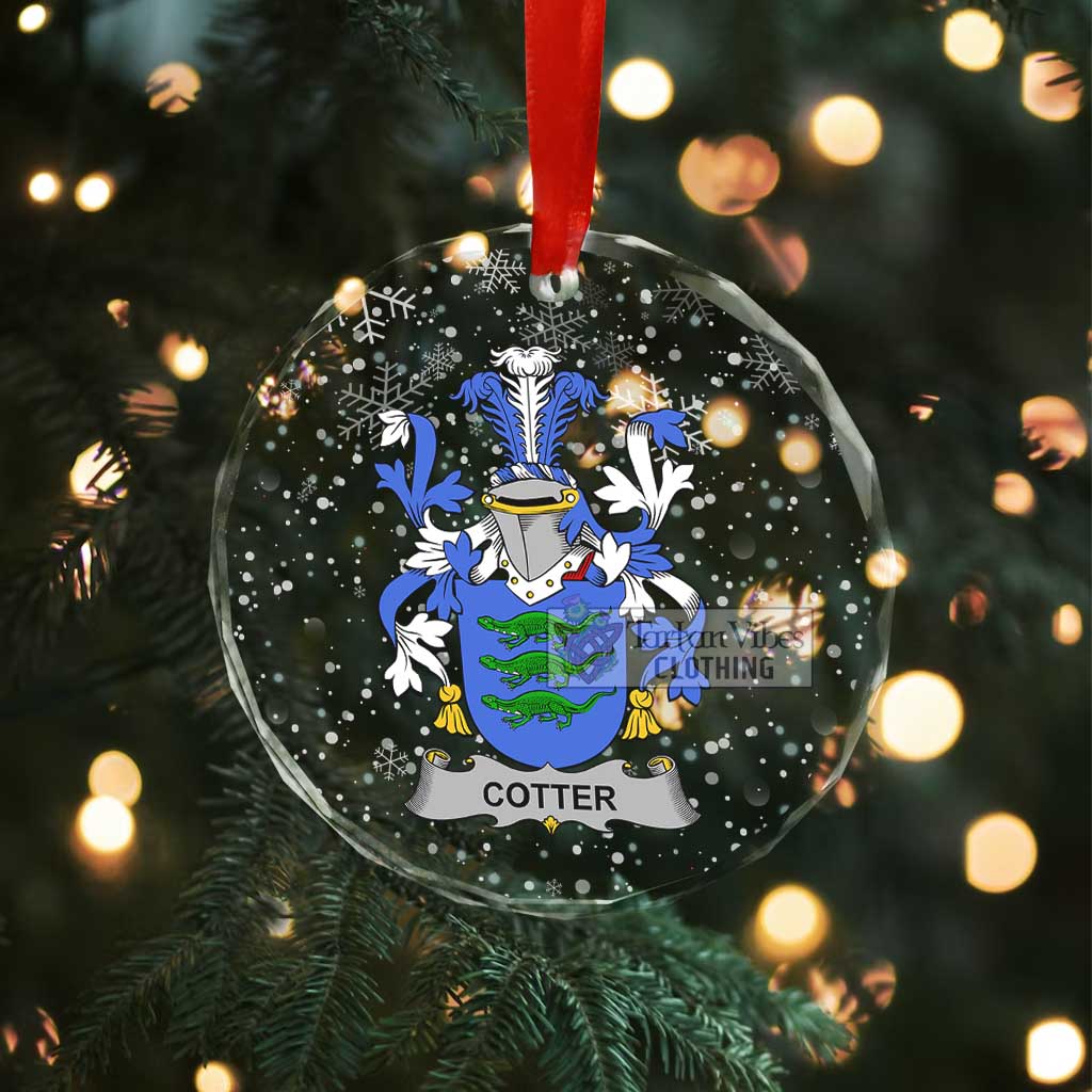Cotter Irish Clan Christmas Glass Ornament with Coat of Arms - 2D-tartanvibesclothing