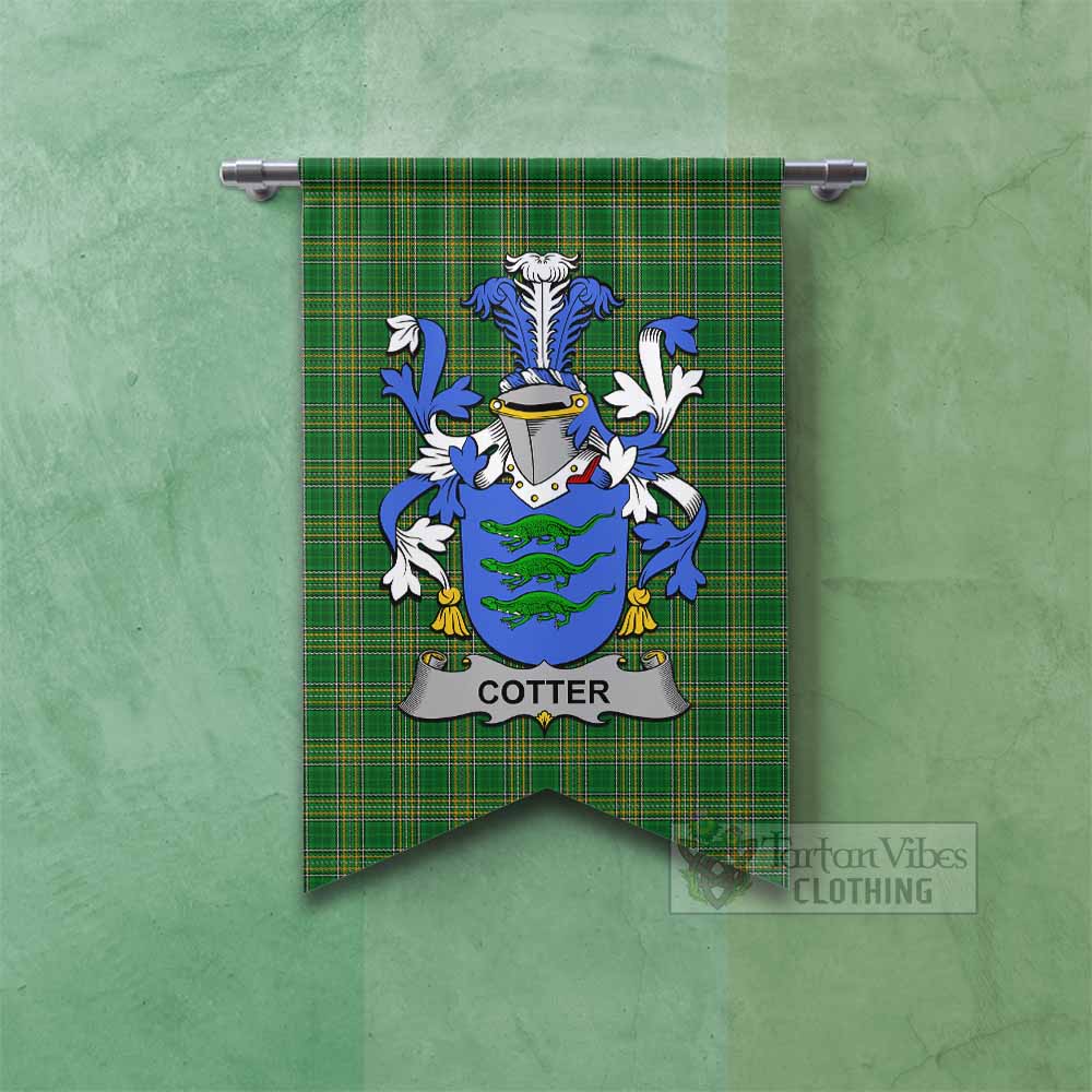 Cotter Irish Clan Tartan Gonfalon, Tartan Banner with Coat of Arms Fishtail - Tartan Vibes Clothing