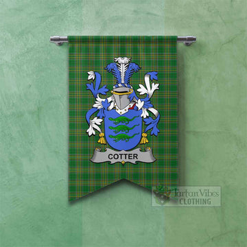 Tartan Vibes Clothing Cotter Irish Clan Tartan Gonfalon, Tartan Banner with Coat of Arms