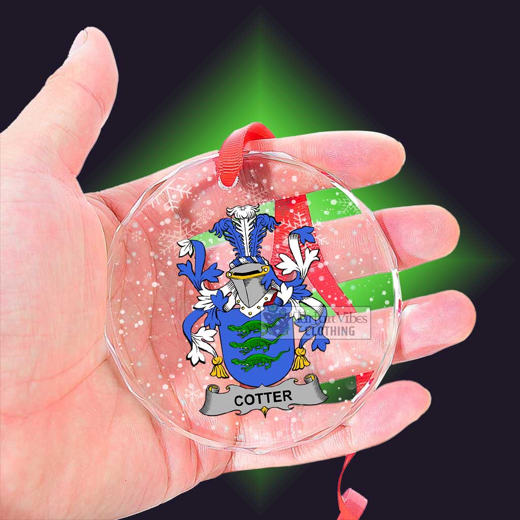 Cotter Irish Clan Christmas Glass Ornament with Coat of Arms - 2D-tartanvibesclothing