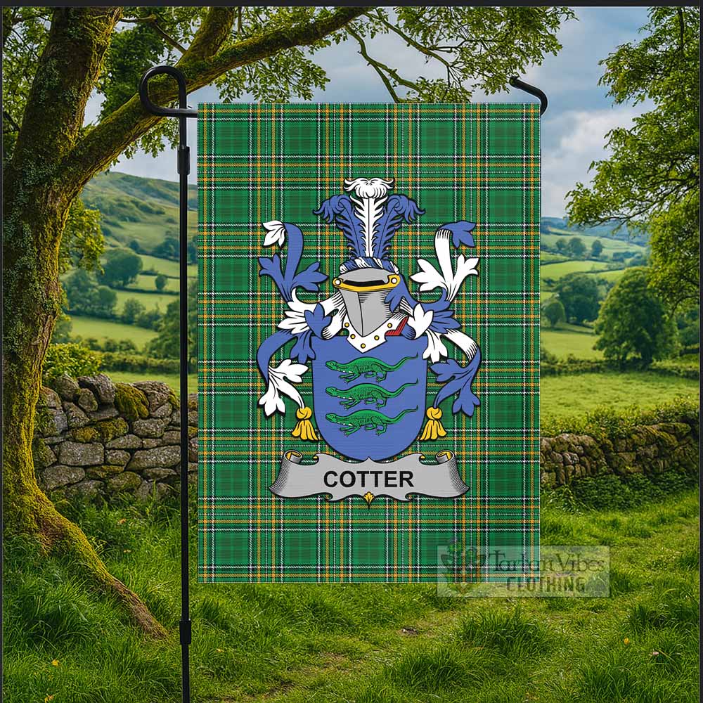 Cotter Irish Clan Tartan Flag with Coat of Arms