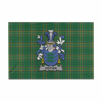 Tartan Vibes Clothing Cotter Irish Clan Tartan House Flag with Coat of Arms