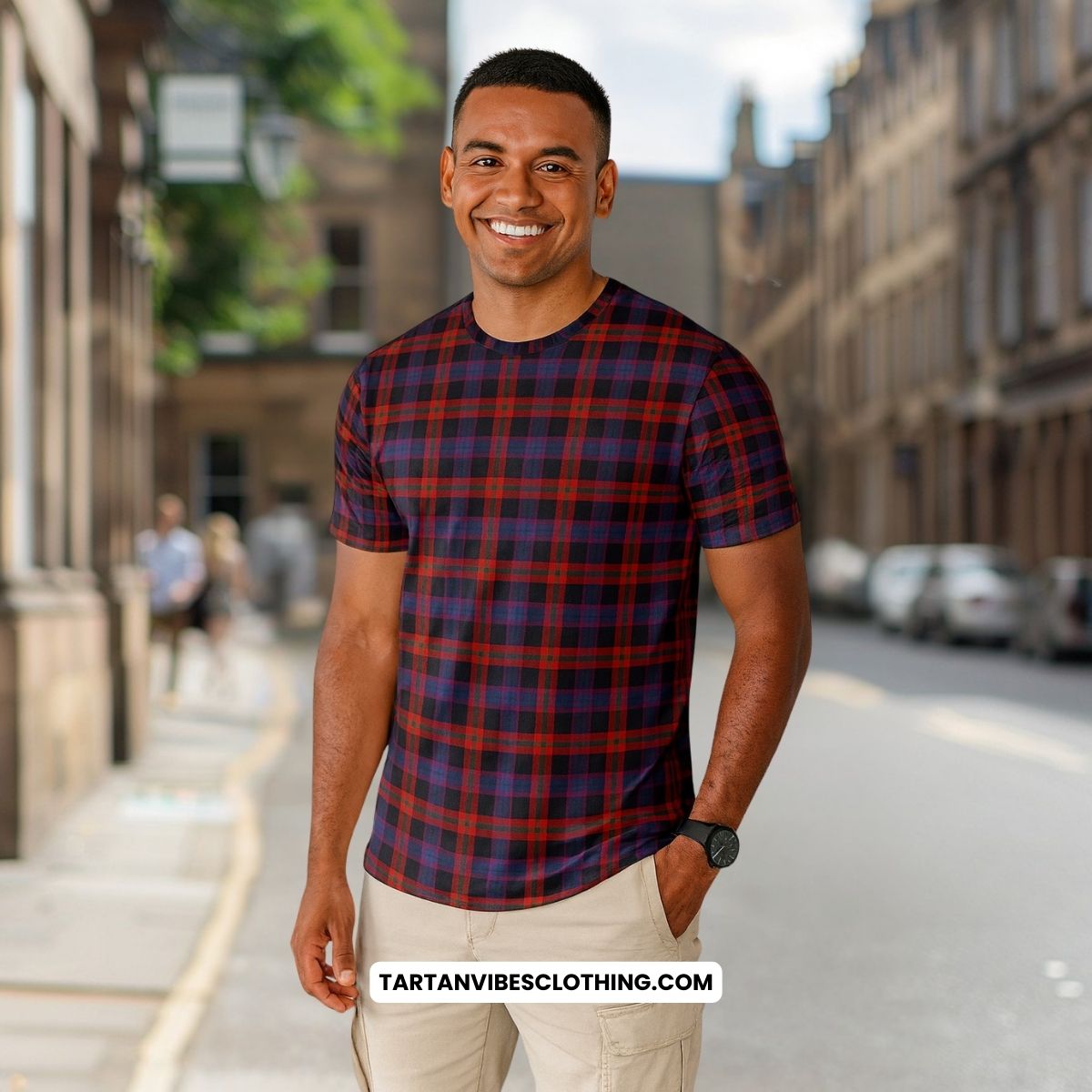 Brown (Broun) Tartan Cotton T-Shirt