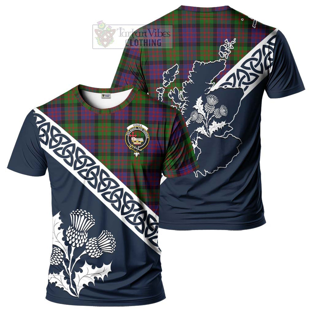 Coull Tartan T-Shirt Featuring Thistle and Scotland Map Kid's Shirt - Tartanvibesclothing Store
