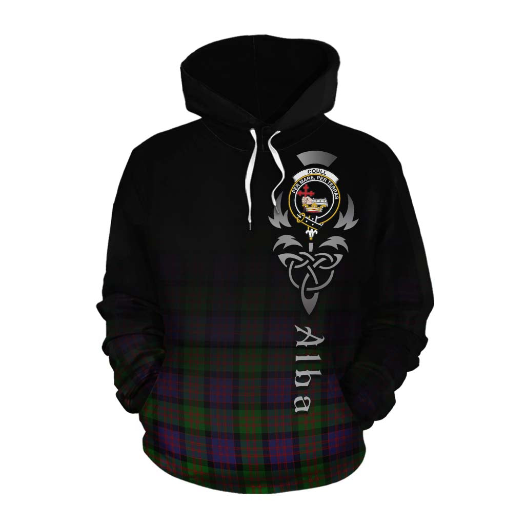Tartan Vibes Clothing Coull Tartan Cotton Hoodie Featuring Alba Gu Brath Family Crest Celtic Inspired