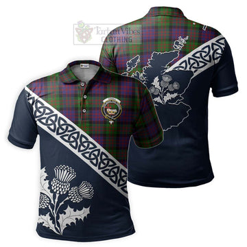 Coull Tartan Polo Shirt Featuring Thistle and Scotland Map Kid - Tartanvibesclothing Store