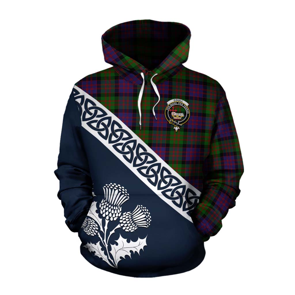 Coull Tartan Cotton Hoodie Featuring Thistle and Scotland Map Pullover Hoodie XS - Tartan Vibes Clothing