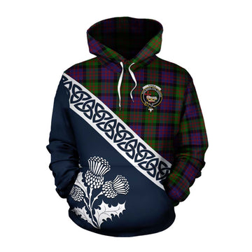 Coull Tartan Cotton Hoodie Featuring Thistle and Scotland Map Pullover Hoodie XS - Tartan Vibes Clothing