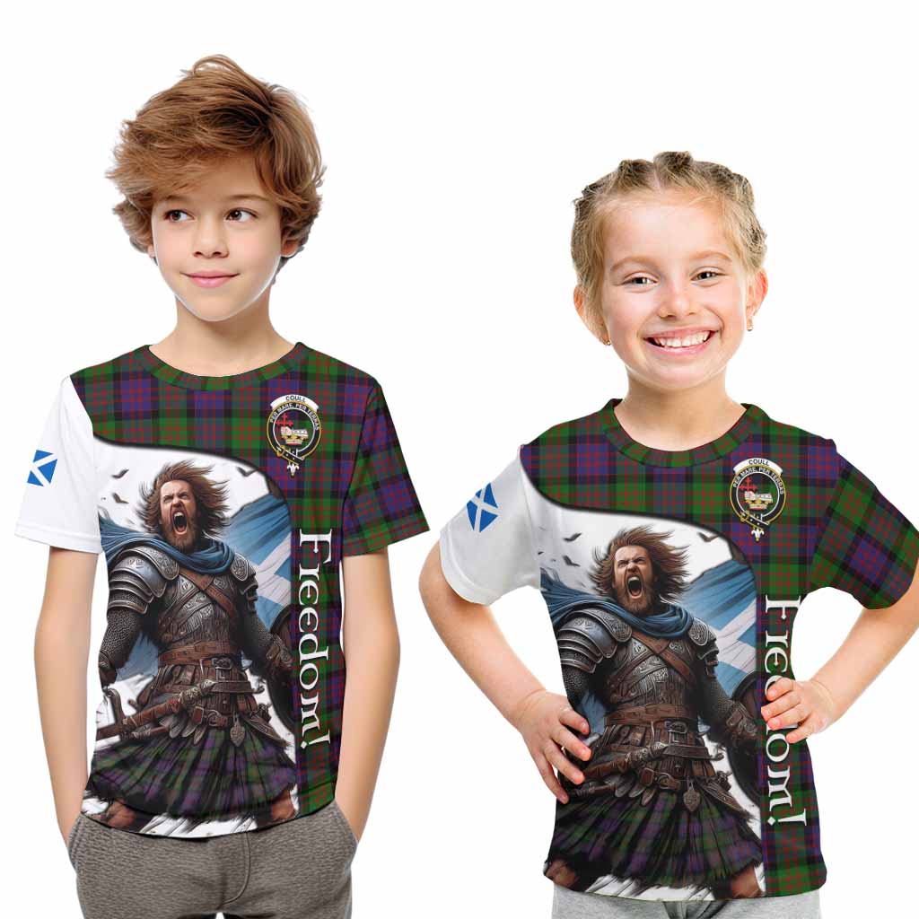 Tartan Vibes Clothing Coull Crest Tartan Kid T-Shirt Inspired by the Freedom of Scottish Warrior