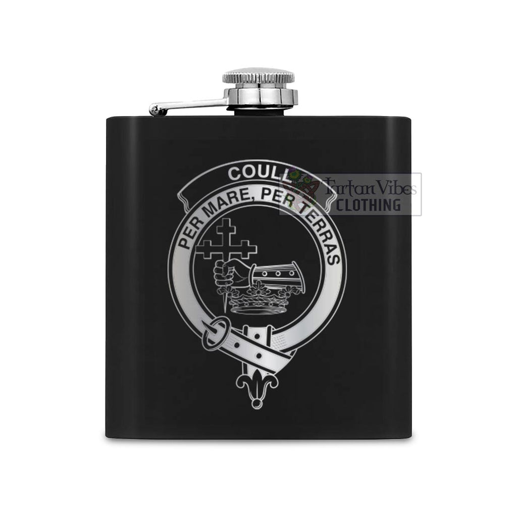 Coull Crest Hip Flask Set 7oz Black Stainless Steel with A Gift Box One Size 7oz - 2D-tartanvibesclothing