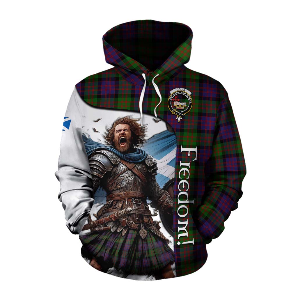 Tartan Vibes Clothing Coull Crest Tartan Cotton Hoodie Inspired by the Freedom of Scottish Warrior