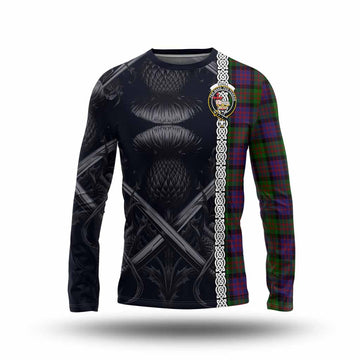 Coull Tartan Long Sleeve T-Shirt with Family Crest Cross Sword Thistle Celtic Vibes Unisex - Tartan Vibes Clothing