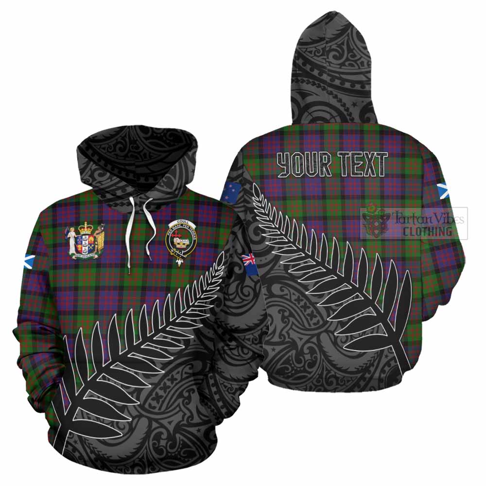 Coull Crest Tartan Hoodie with New Zealand Silver Fern Half Style Zip Hoodie - Tartan Vibes Clothing
