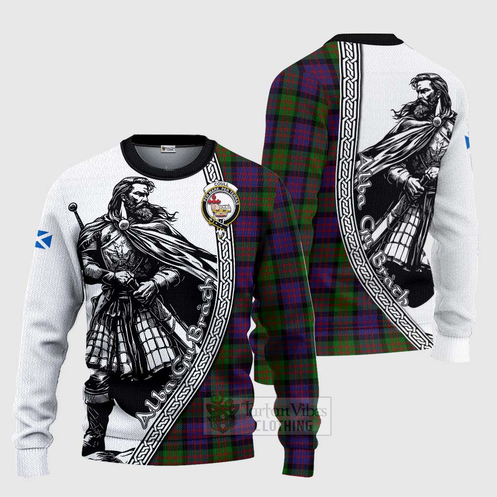 Coull Tartan Clan Crest Knitted Sweater with Highlander Warrior Celtic Style Unisex - Tartan Vibes Clothing