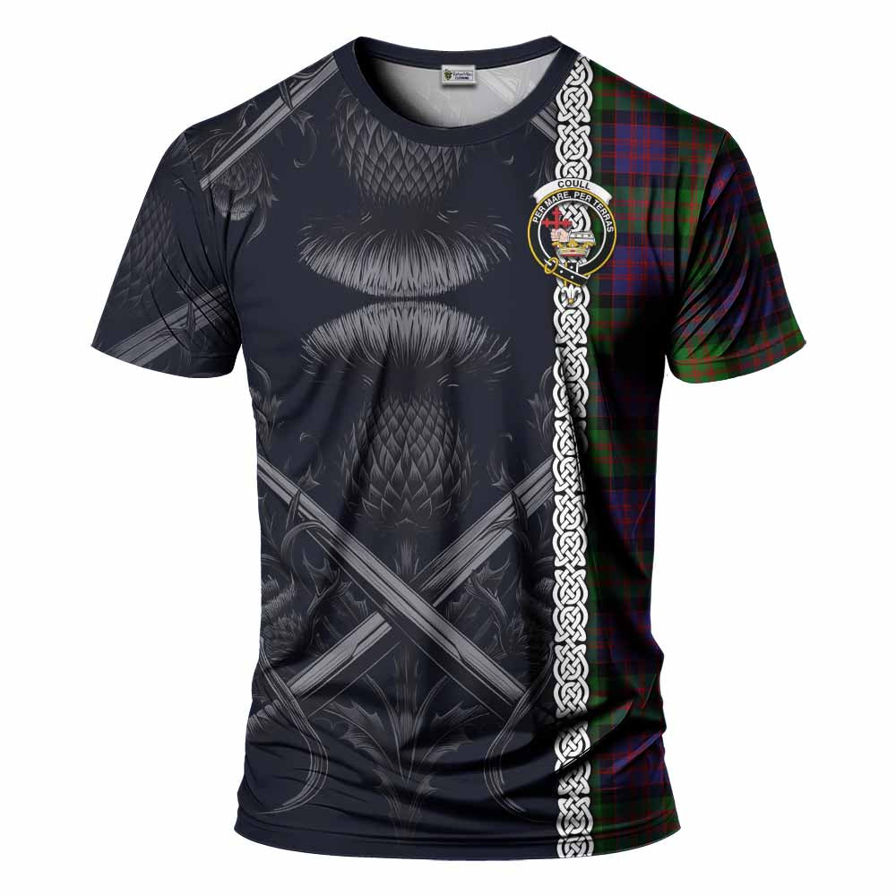 Coull Tartan T-Shirt with Family Crest Cross Sword Thistle Celtic Vibes Kid's Shirt - Tartan Vibes Clothing