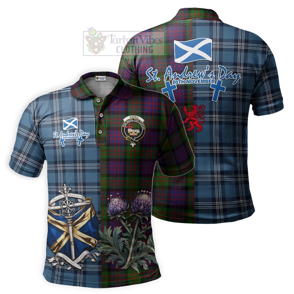 Coull Tartan Polo Shirt Happy St. Andrew's Day Half Tartan Style Kid - Tartan Vibes Clothing