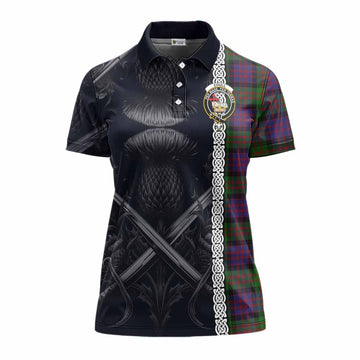 Coull Tartan Women's Polo Shirt with Family Crest Cross Sword Thistle Celtic Vibes Women - Tartan Vibes Clothing