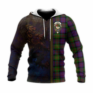 Tartan Vibes Clothing Coull Tartan Family Crest Knitted Hoodie Alba Gu Brath Be Brave Lion Ancient Style