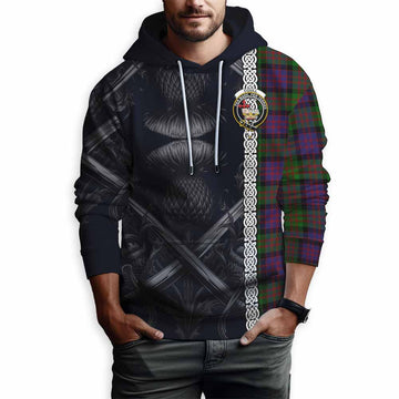 Coull Tartan Hoodie with Family Crest Cross Sword Thistle Celtic Vibes Pullover Hoodie - Tartan Vibes Clothing