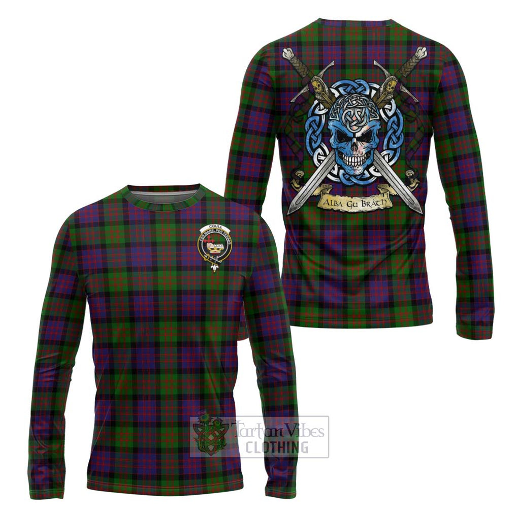 Coull Tartan Long Sleeve T-Shirt with Family Crest Celtic Skull Style Unisex - Tartan Vibes Clothing