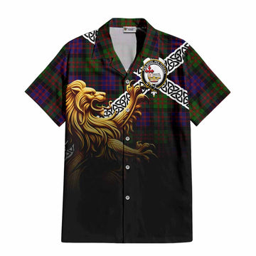 Coull Crest Tartan Hawaiian Shirt with Golden Lion Emblem Celtic Style Kid - Tartan Vibes Clothing