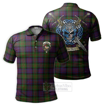 Coull Tartan Polo Shirt with Family Crest Celtic Skull Style Kid - Tartan Vibes Clothing
