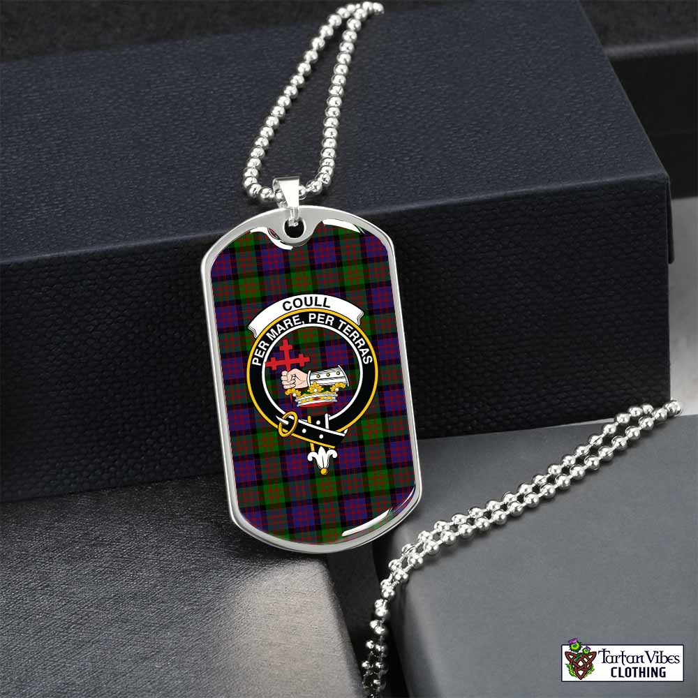 Coull Tartan Dog Tag Necklace with Family Crest Silver No - Tartan Vibes Clothing