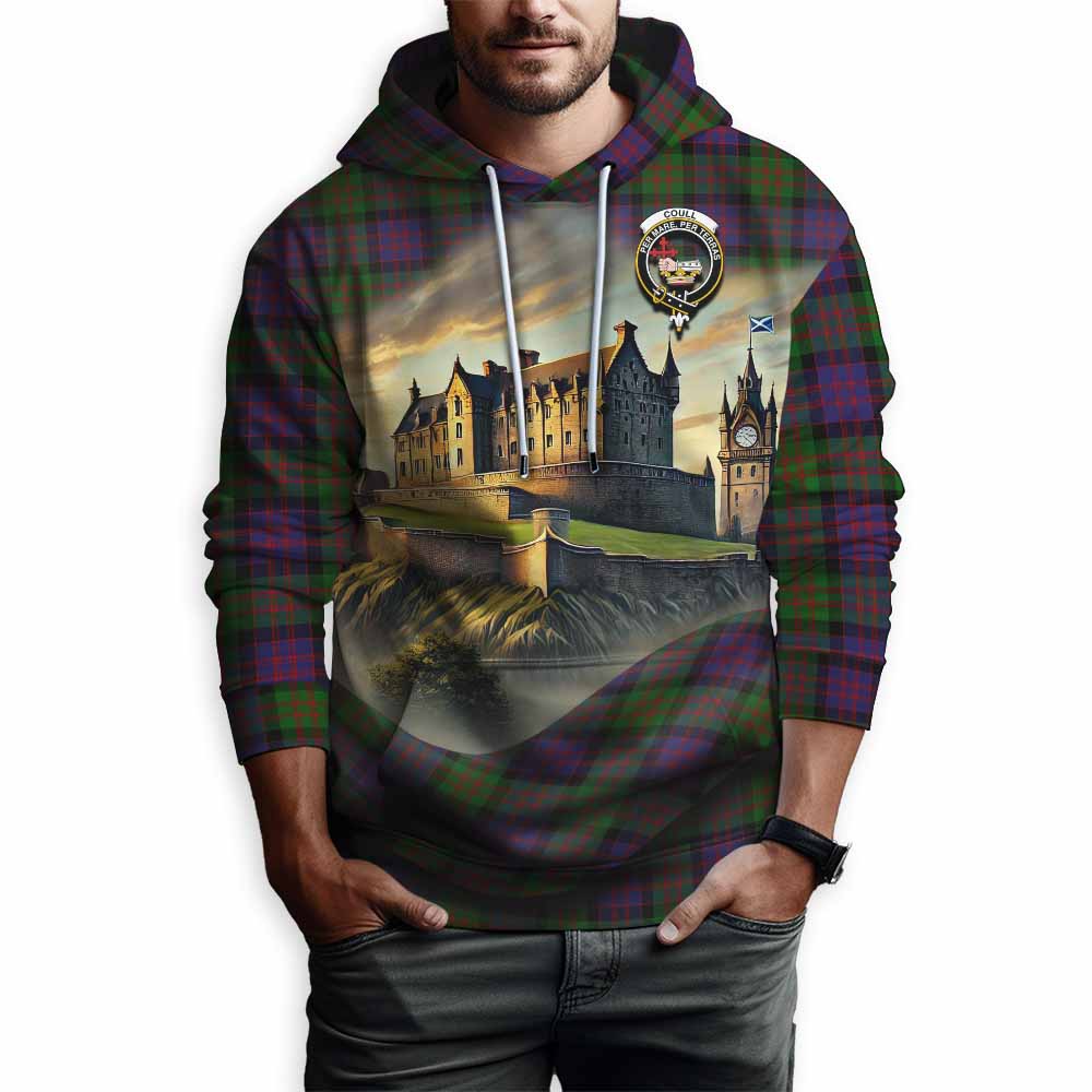 Coull Tartan Family Crest Hoodie with Scottish Ancient Castle Style Pullover Hoodie - Tartan Vibes Clothing