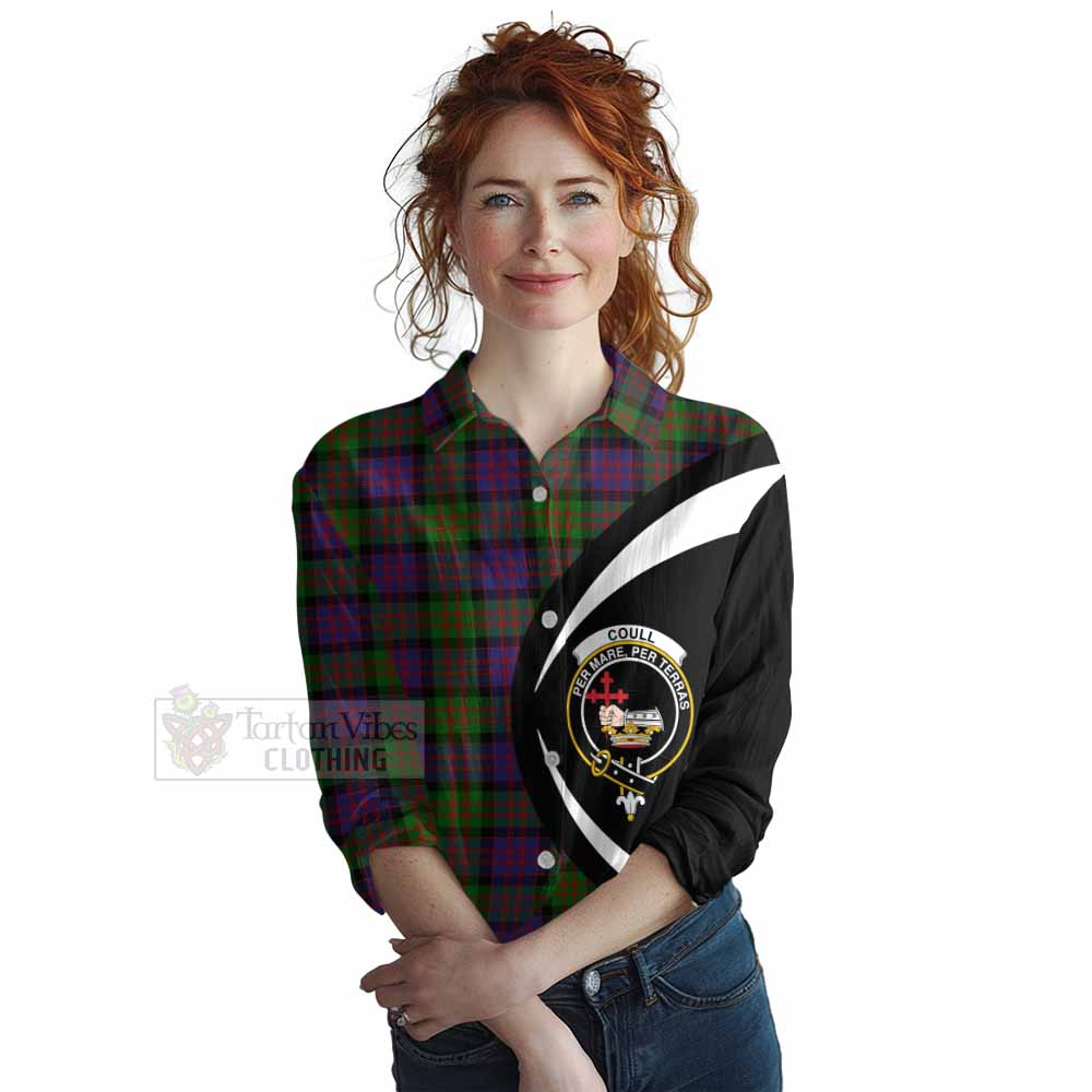 Coull Tartan Women's Casual Shirt with Family Crest Circle Style Female - Tartan Vibes Clothing
