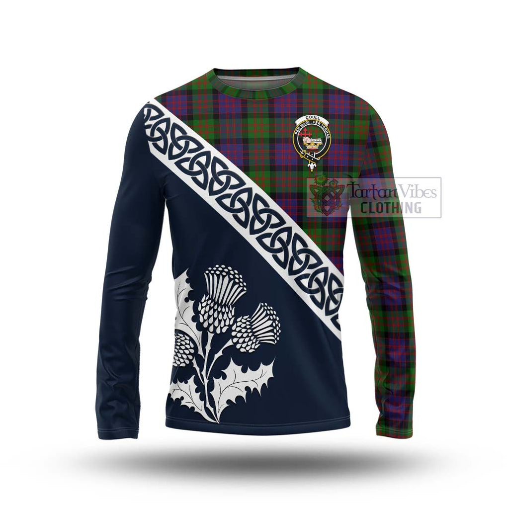 Coull Tartan Long Sleeve T-Shirt Featuring Thistle and Scotland Map Unisex - Tartan Vibes Clothing