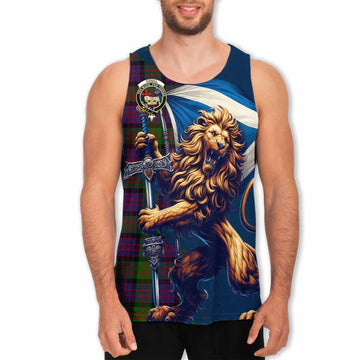 Coull Tartan Family Crest Men's Tank Top with Scottish Majestic Lion Men - Tartan Vibes Clothing