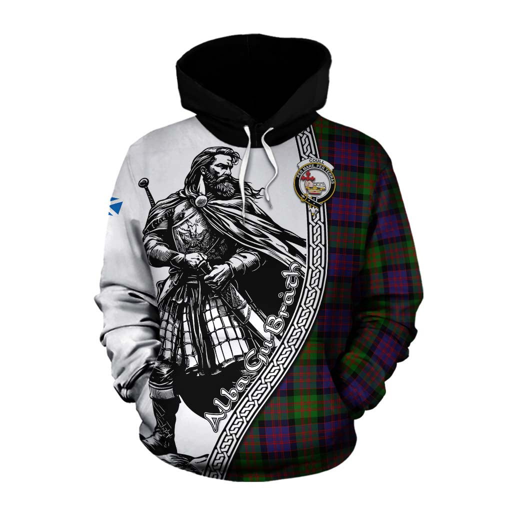 Coull Tartan Clan Crest Cotton Hoodie with Highlander Warrior Celtic Style Pullover Hoodie XS - Tartan Vibes Clothing