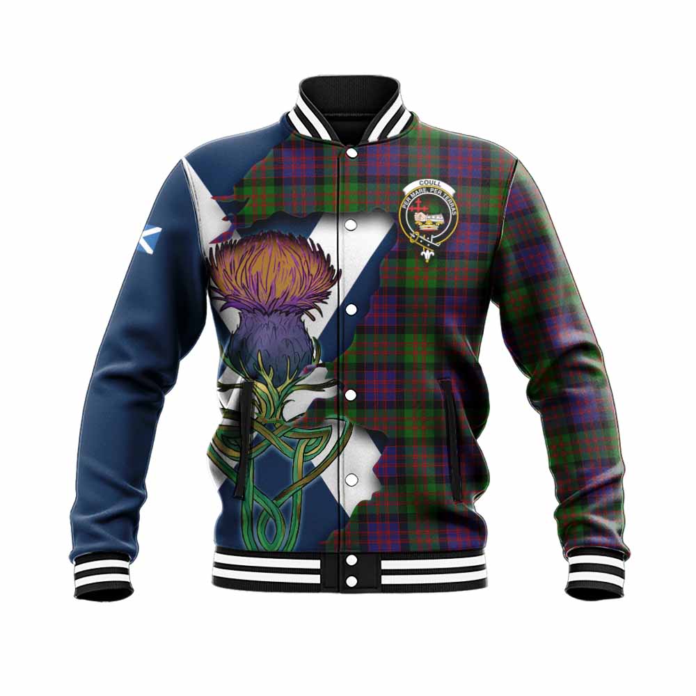 Coull Tartan Family Crest Baseball Jacket Scottish Thistle Celtic Inspired Unisex - Tartan Vibes Clothing