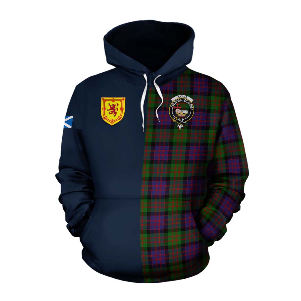 Coull Tartan Cotton Hoodie Alba with Scottish Lion Royal Arm Half Style Pullover Hoodie XS - Tartan Vibes Clothing
