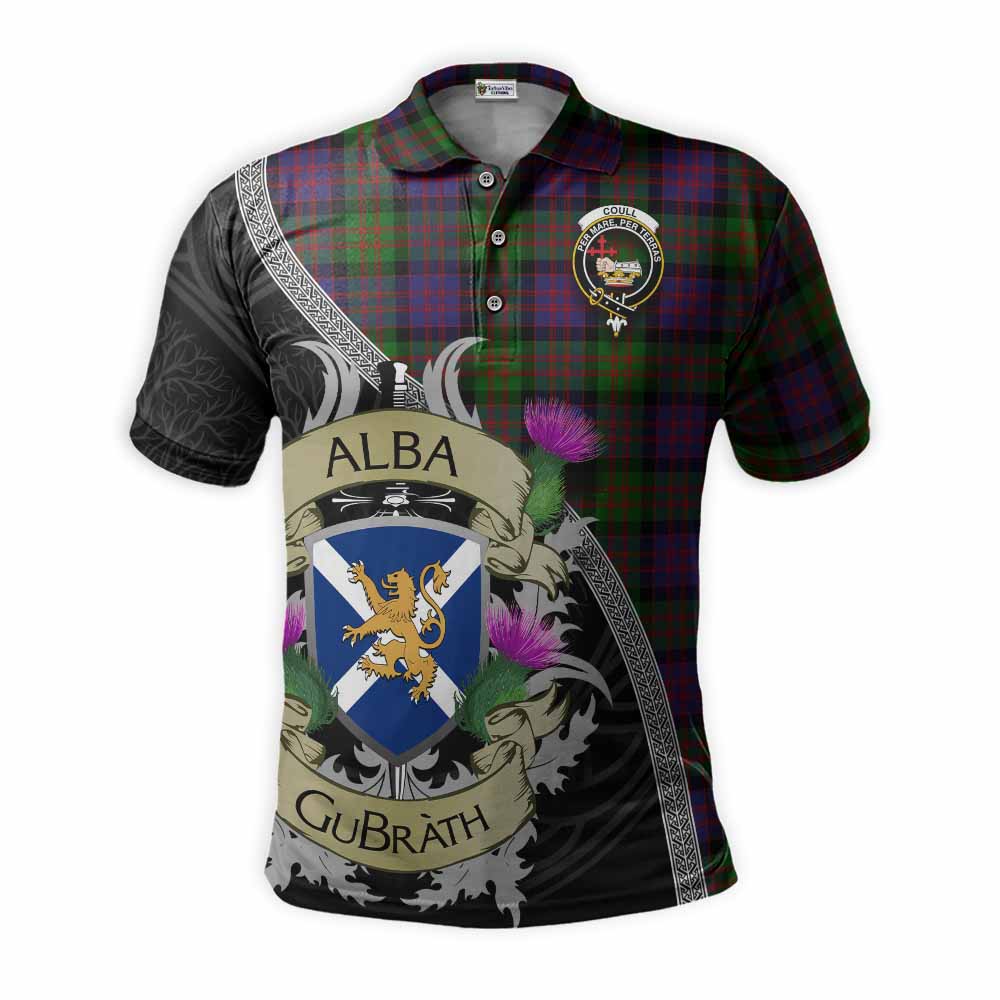 Coull Tartan Family Crest Polo Shirt Lion Rampant Royal Thistle Shield Celtic Inspired Kid - Tartan Vibes Clothing
