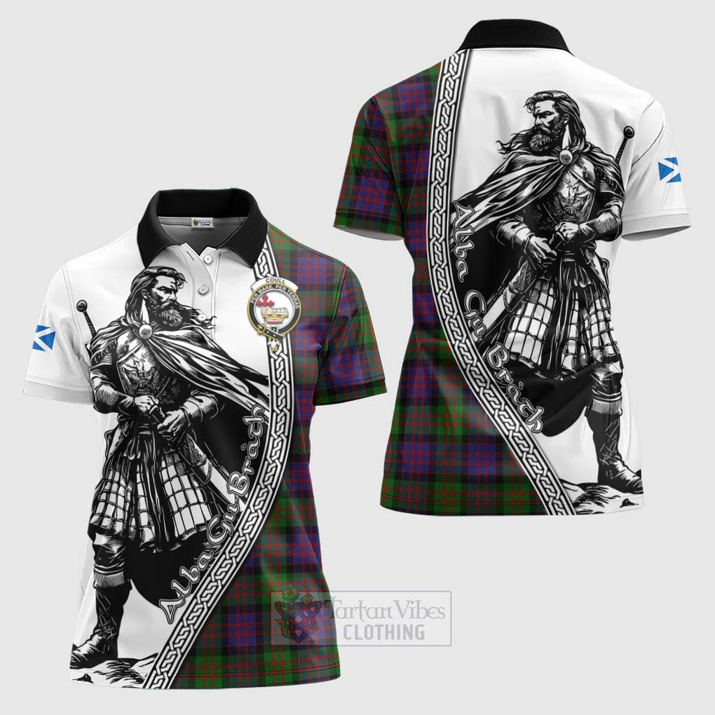 Coull Tartan Clan Crest Women's Polo Shirt with Highlander Warrior Celtic Style Women - Tartan Vibes Clothing
