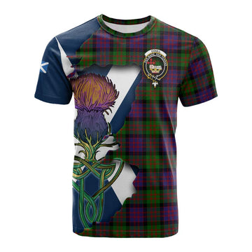 Coull Tartan Family Crest Cotton T-shirt Scottish Thistle Celtic Inspired