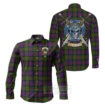 Coull Tartan Long Sleeve Button Shirt with Family Crest Celtic Skull Style Men's Shirt S - Tartan Vibes Clothing