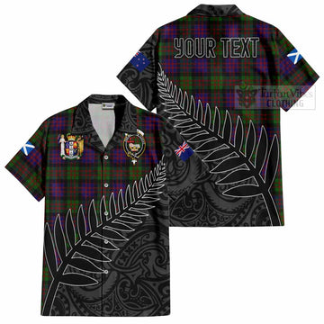 Tartan Vibes Clothing Coull Crest Tartan Short Sleeve Button Shirt with New Zealand Silver Fern Half Style